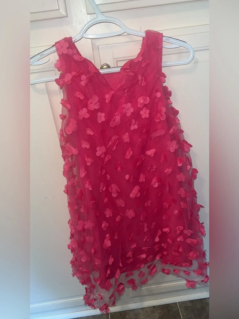 Kensie Girl Size 8 Pink 3D Floral Mesh Party Dress